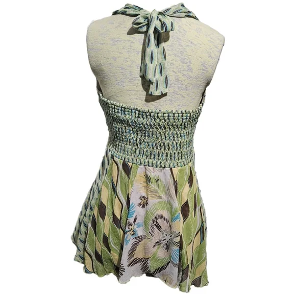 Bisou Bisou Multi Color Halter Top with Waist Shirred Waist Size Medium - Picture 5 of 11